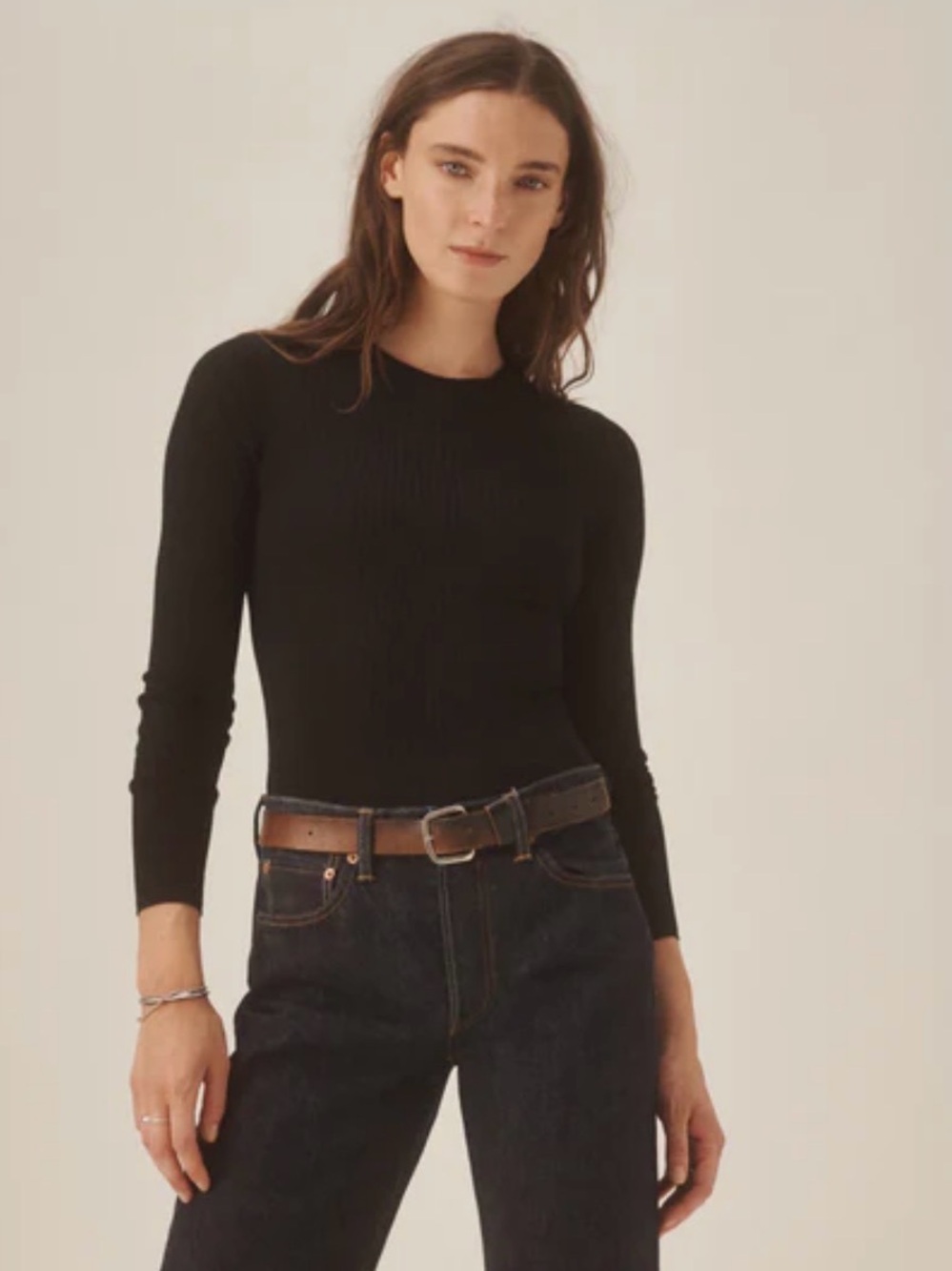 New Buck Mason Black  Featherweight Silk Cashmere L/S Crew Sweater Size XS